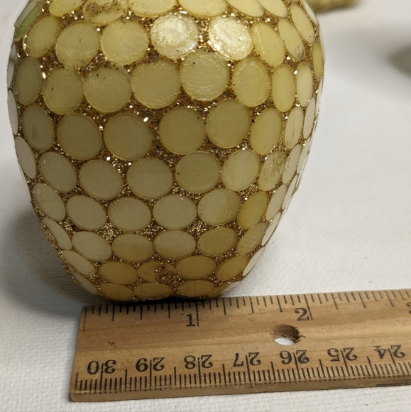Christmas ornaments pale yellow/gold mosaic 1970's RARE! C11 - Picture 9 of 15